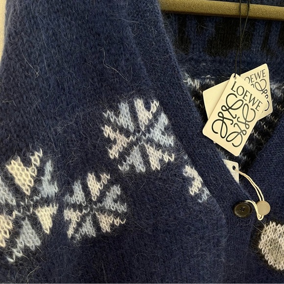NWT Loewe Mohair Knit Cardigan Oversized Women’s Blue Sweater Polar Bear Winter - Picture 7 of 16